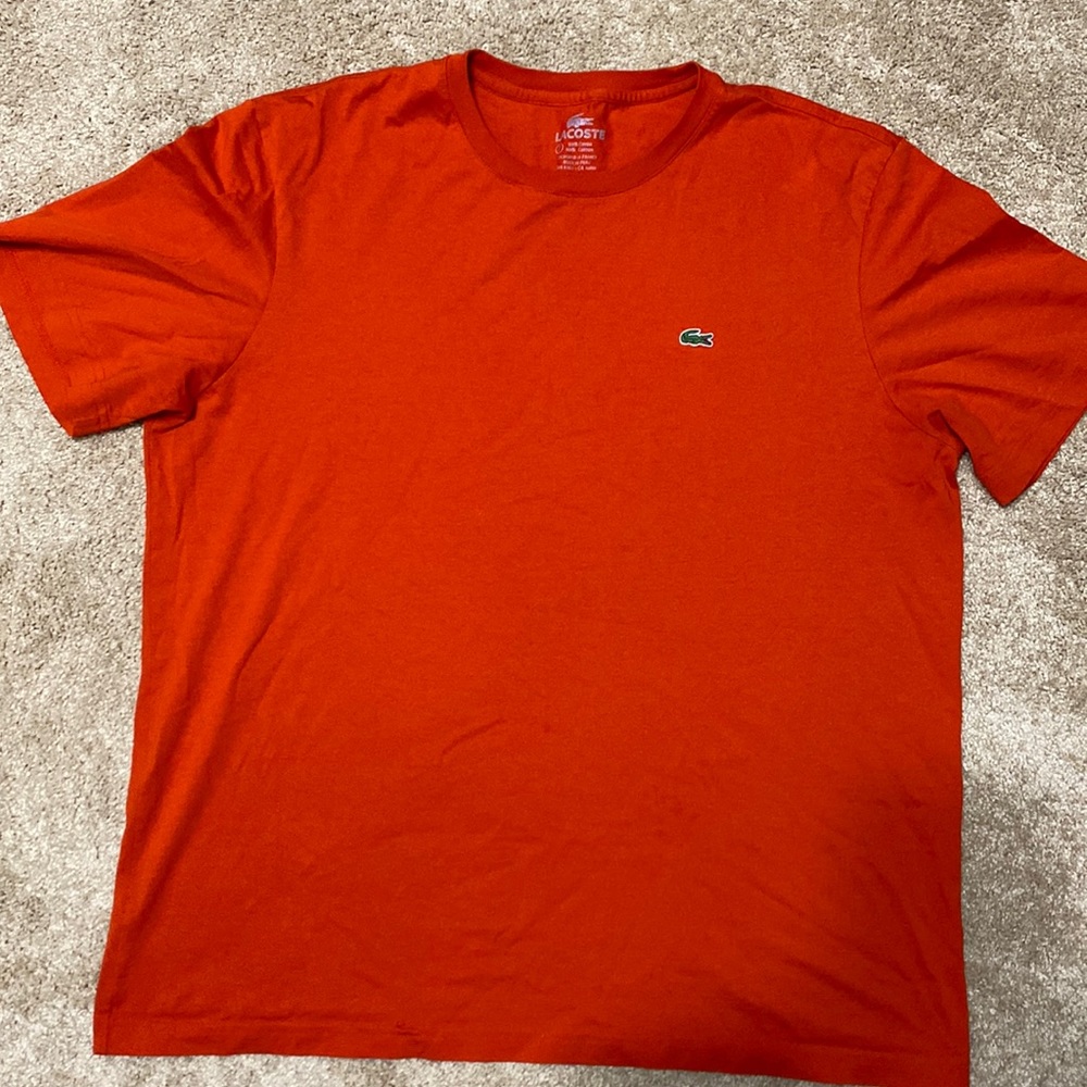 Lacoste Mens Orange Size 7 (XL) Tshirt